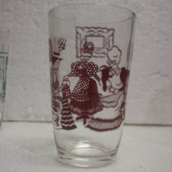 Set of 4 Vintage Swanky Swigs Bustlin Betsy Juice Glasses Atlas Glass Kraft - Picture 7 of 10